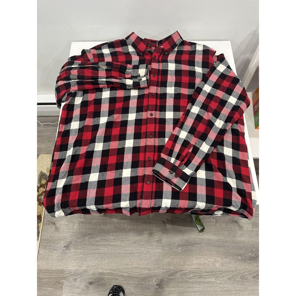 The Foundry Supply Co Men’s 2XLT Red Black Plaid Flannel Button Down Shirt